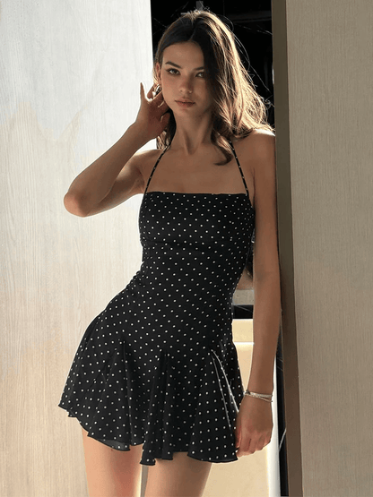 Polka Dot Dream Halter Mini Dress
